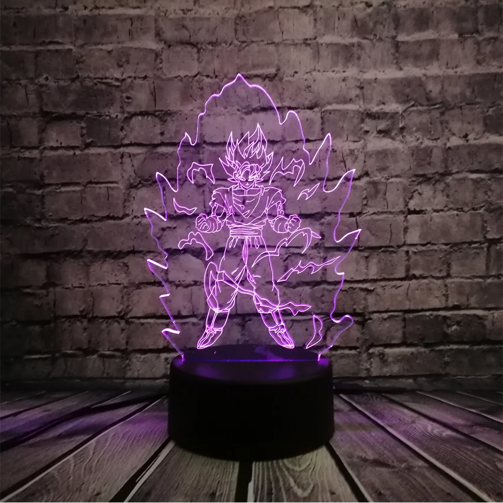 3D лампа Dragon Ball Monkey Super Saiyan Warrior Goku USB ночной Светильник многоцветный светодиодный