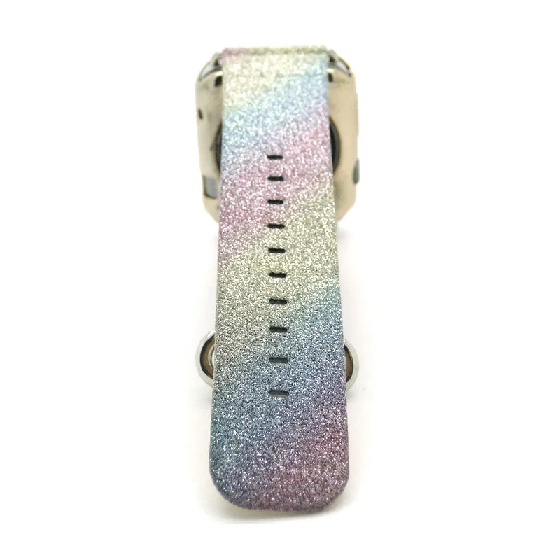 Цветной ремешок из ПУ кожи с блестками для Apple Watch 38 мм 42 iWatch Series 3 2 1 часов w