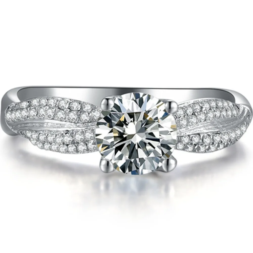 

14k Ring Luxury Paved 14karat Moissanites Test Positive Jewelry 1CT Diamond Carbon Ring Moissanite Women White Gold Ring