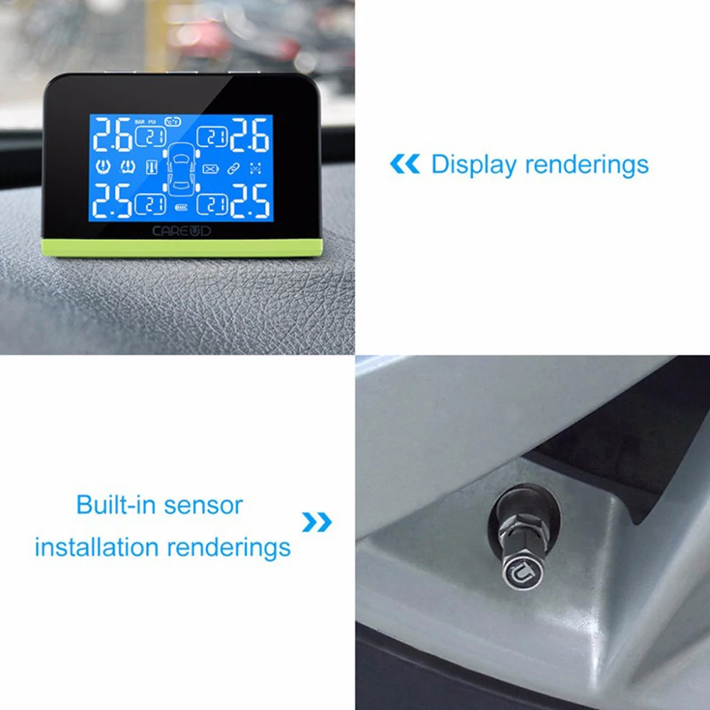 CAREUD U800 Автомобильная солнечная TPMS система контроля давления в шинах зарядка