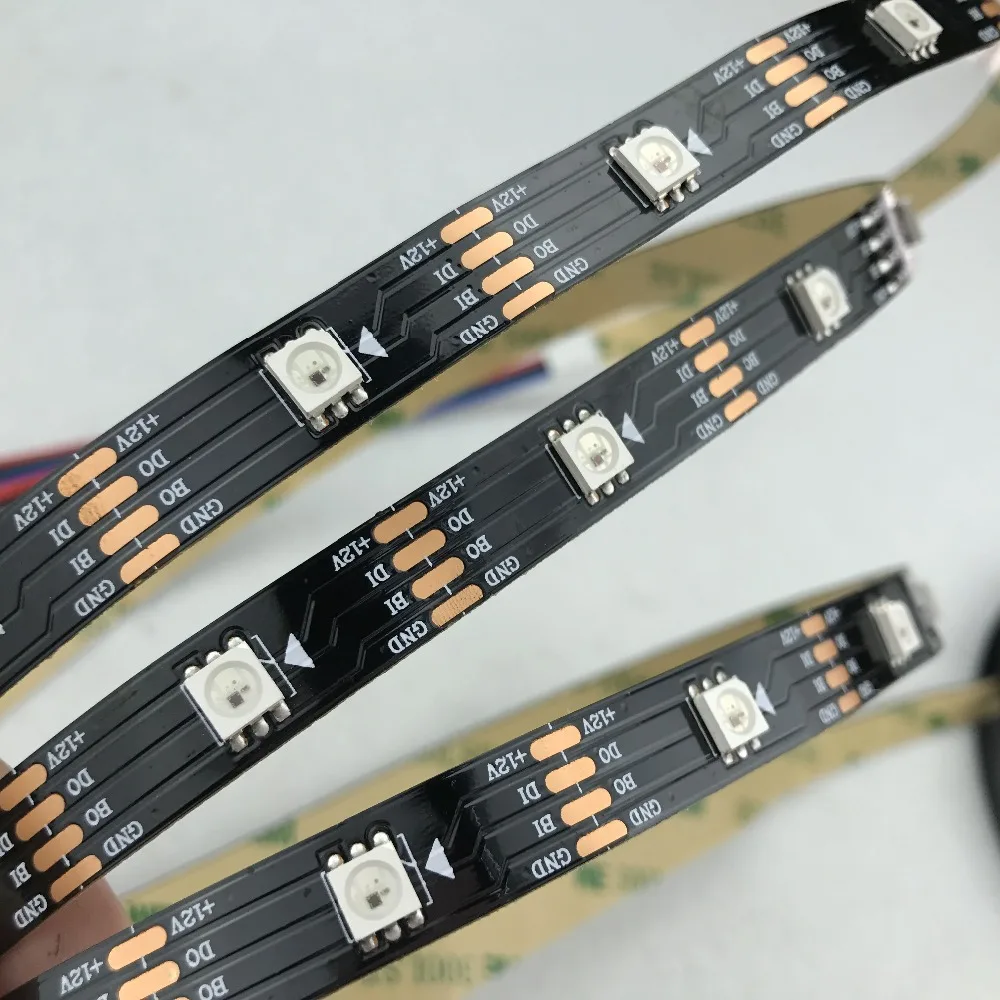 30 светодиодов/м 5 м WS2815 DC12V Адресуемая полноцветная RGB 5050 Светодиодная лента не