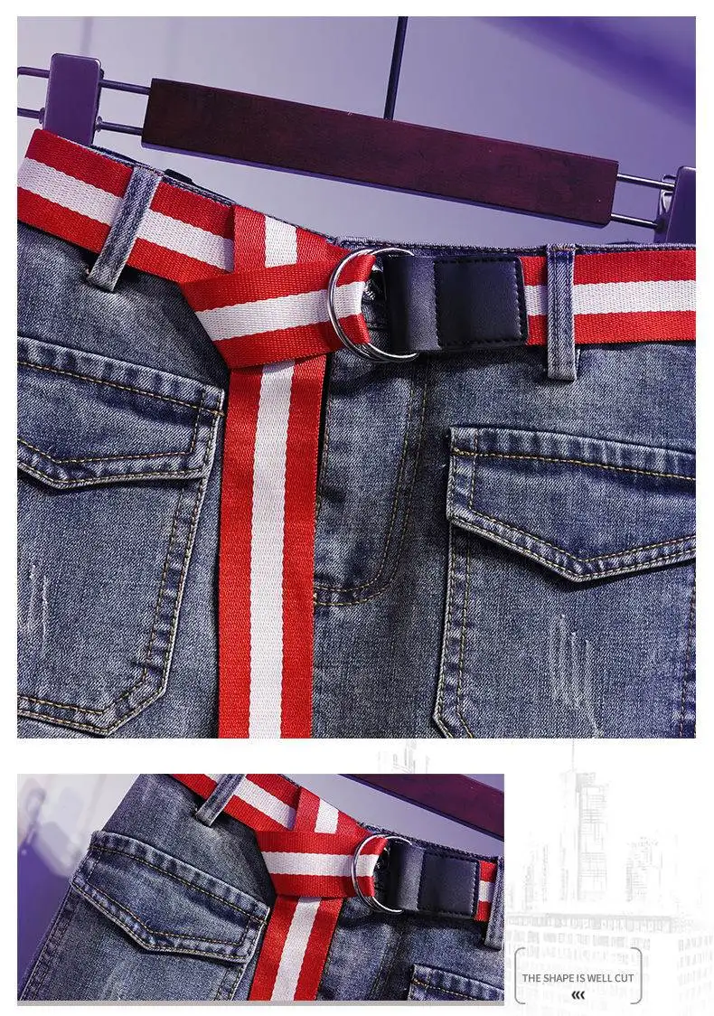 Женская летняя джинсовая юбка с разрезом спереди и поясом | одежда