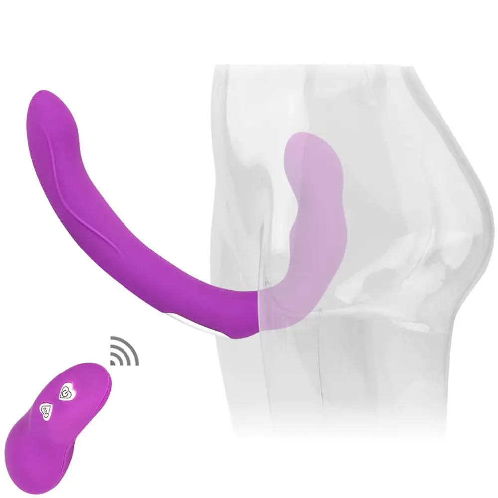 Фаллоимитатор без бретелек с двойной вибрацией и пультом дистанционного