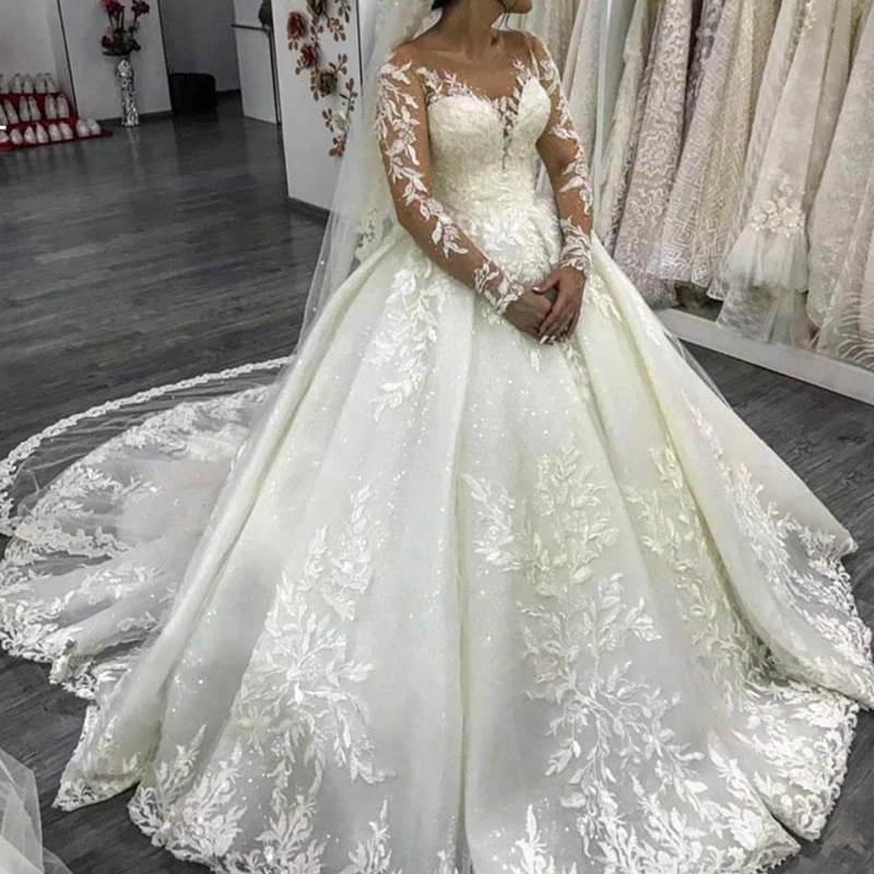 

Роскошное Свадебное платье, бальное платье с длинным рукавом, Vestido De Noiva манга, 2019