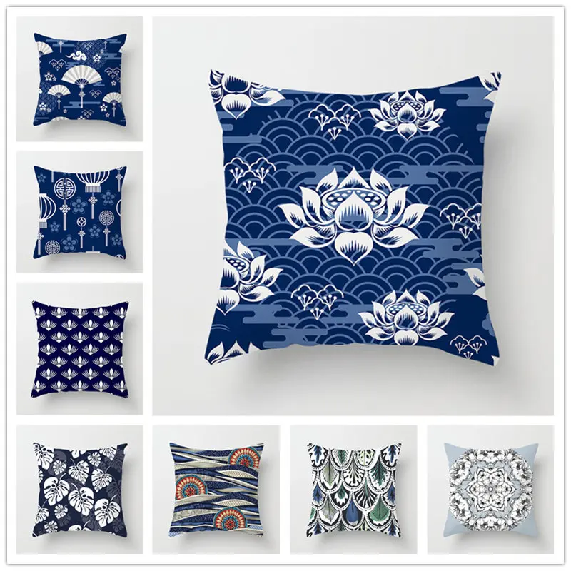 Houspace Polyester Peach Skin Lotus &amp Fan Chinese Knot For Home Pillow Cover Decor Sofa Car Decorative Gift Case | Дом и сад