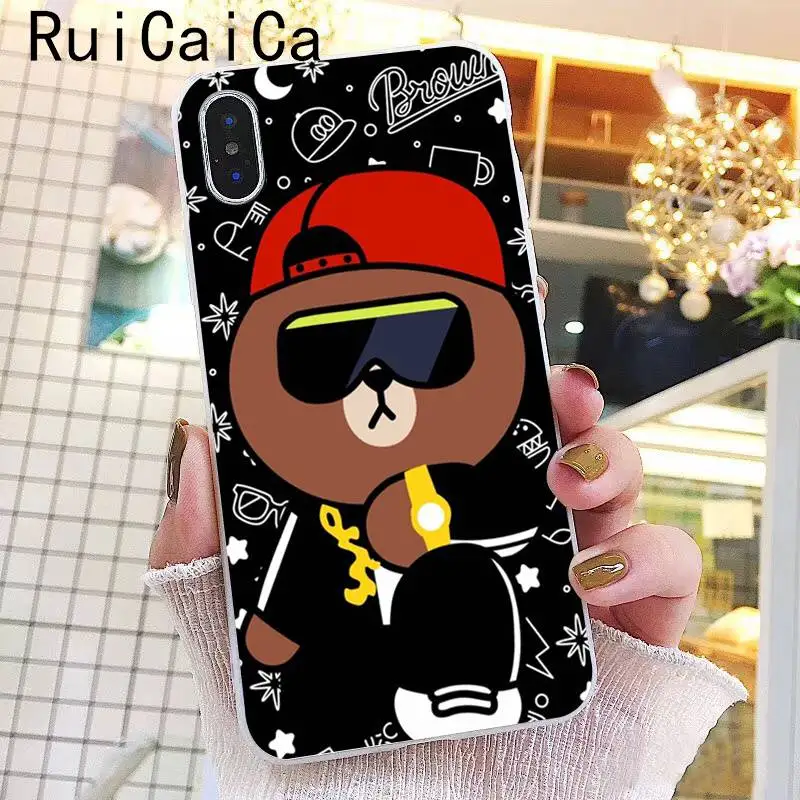 A13 Ruicaica Line Friends коричневый Медведь Мягкий чехол для телефона iPhone 8 7 6 6S Plus X XS MAX 5 5S SE XR 10 Чехол - Цвет: A13