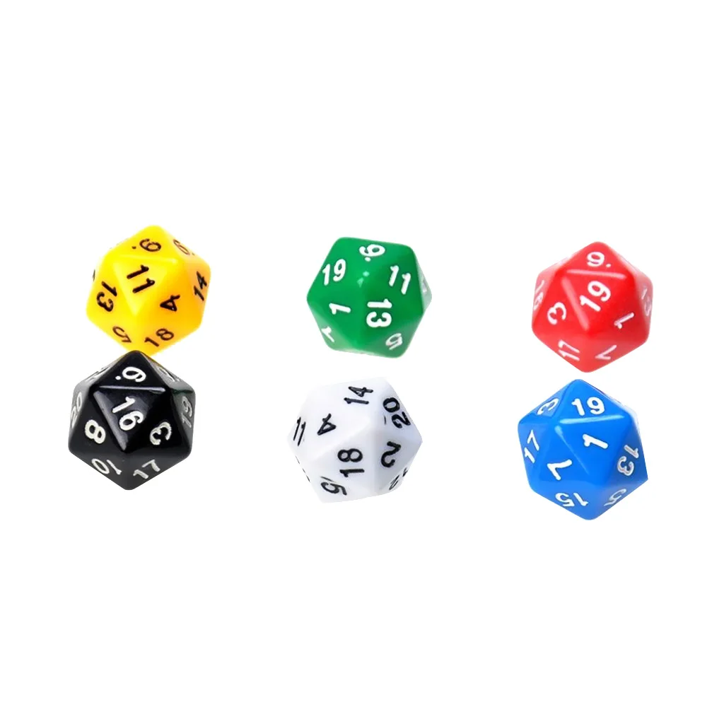 6 шт. 20 Двусторонняя D20 красочные кости для игры в D & ролевые настольные