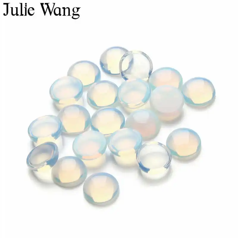 Julie Wang 10 шт. 4 18 мм белый опал кабошон мужские сделанные на плоской подошве камея