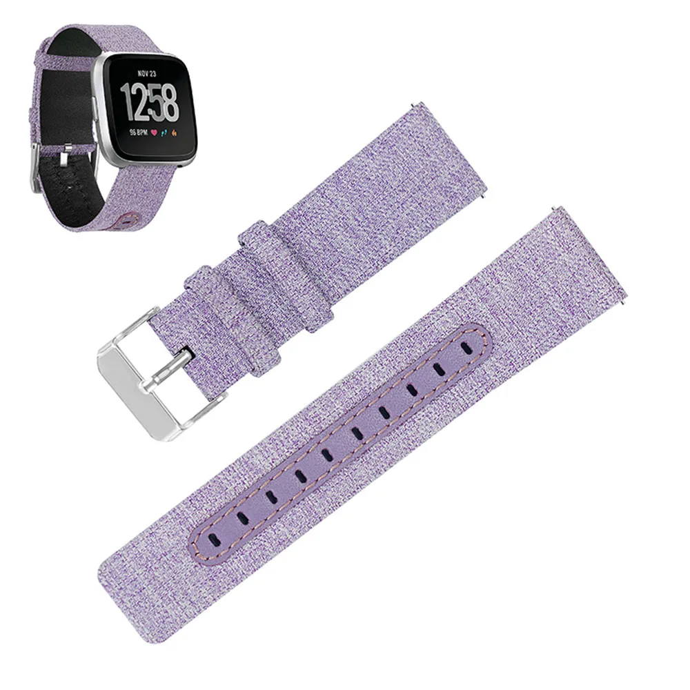 Холщовый кожаный ремешок для Fitbit часы Versa спортивные модные мягкие умные