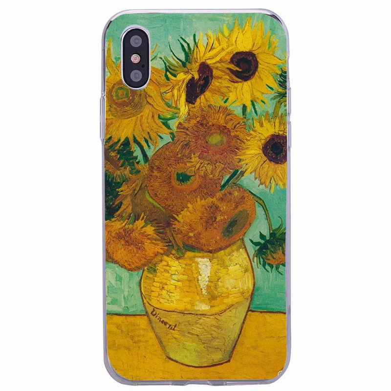 Phone Cases Van Gogh Starry Night Sunflower Oil Painting Soft Silicon Case Cover for IPhone 7 7plus 8 Plus 6 6S 5S SE X Capa |