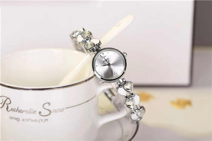 Kimio бренд relojes con diamantes Love Heart драгоценный камень тонкий ремешок наручные часы Аналоговые Круглый браслет часы для женщин Девушка