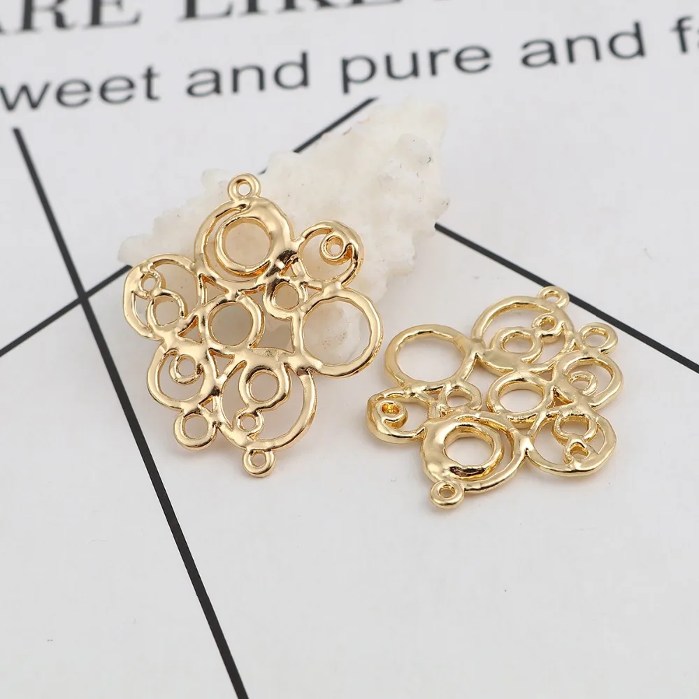 DoreenBeads оцинкованные сплавные соединители нерегулярные золотые серебряные тон круг полые DIY Подвески 33 мм(1 2/") x 28 мм(1 1/8"), 10 шт