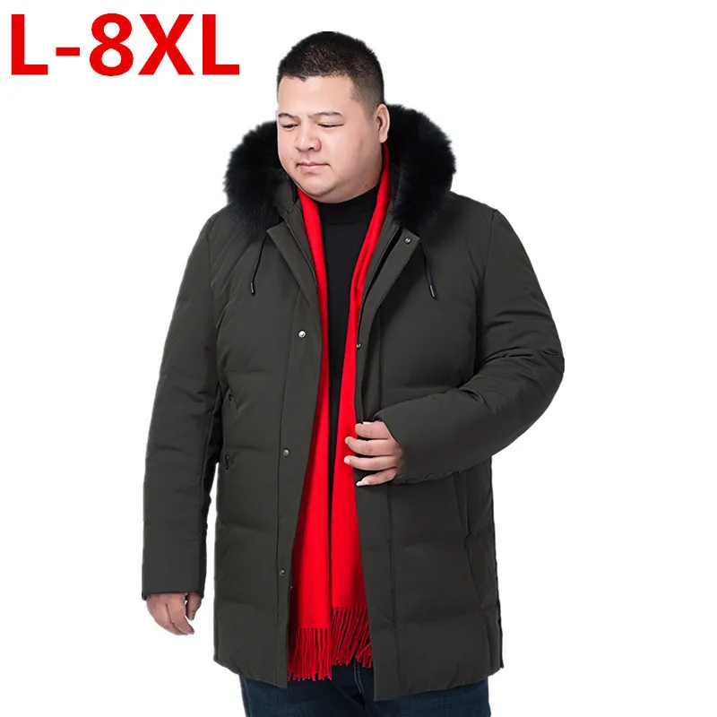 Большой размер 8XL 7XL 6XL брендовая темно синяя Парка мужская зимняя куртка с