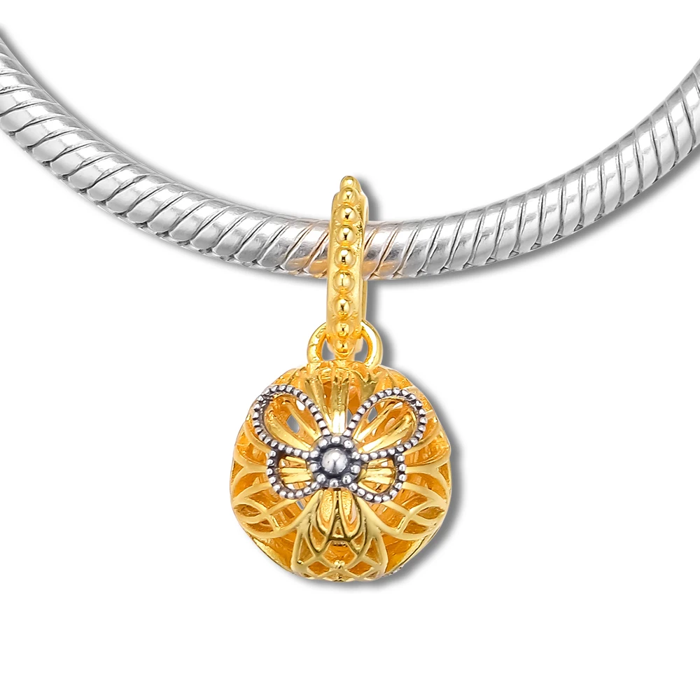 Подходит для браслетов Pandora с подвесками блестящие ажурные бусины в форме