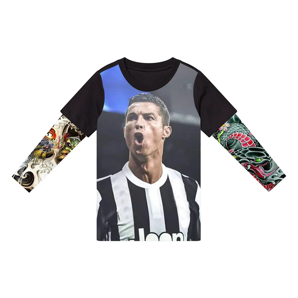 Футболка для маленьких мальчиков футболки с принтом тату девочек изображением футбольной звезды Новая