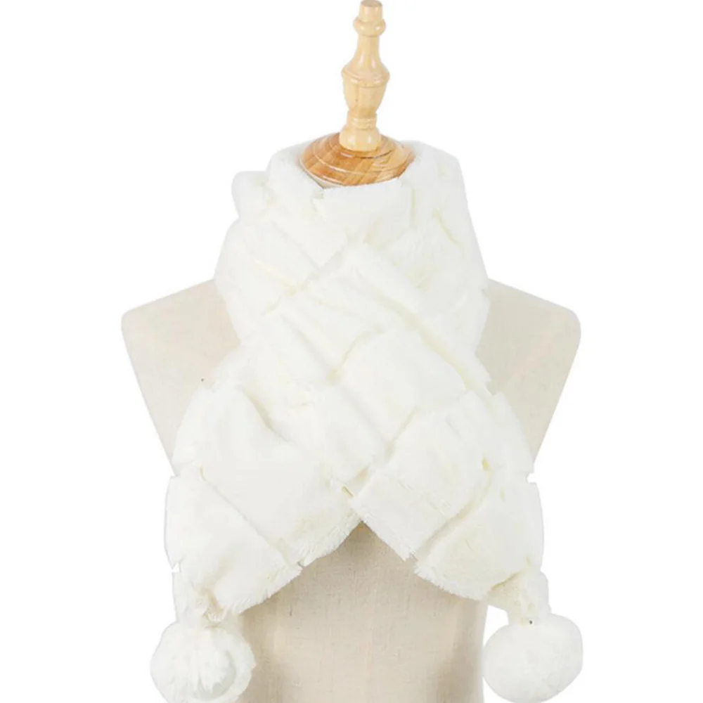 

winter scarf thick shawl scarf stoles bandana faux cony hair scarves fur scarf size19x140cm 210g long neck wrap pom pom shawl