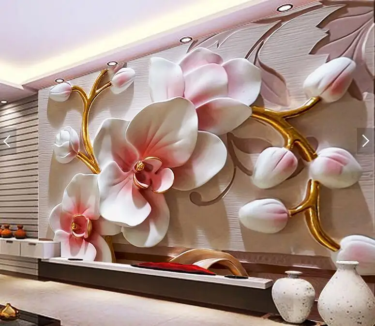 3d фотообои на заказ бабочки и орхидеи для гостиной спальни ТВ-фона обои домашнего