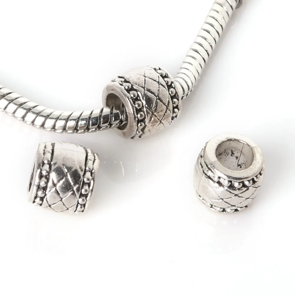 7 шт. под старину Серебряное большое отверстие трубчатые спейсеры бусины