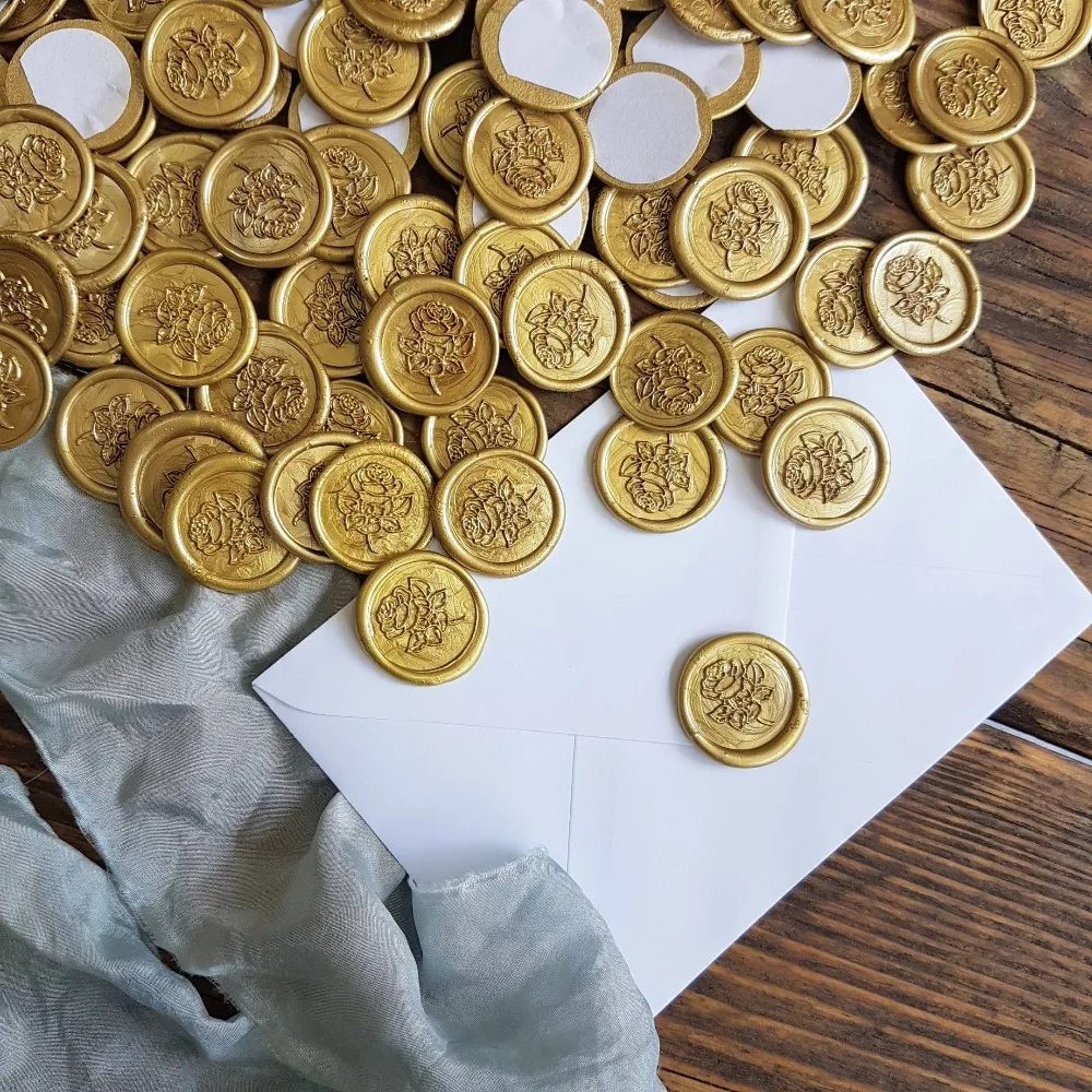 Наклейки розы самоклеющиеся восковые уплотнения ботанические Золотое восковое