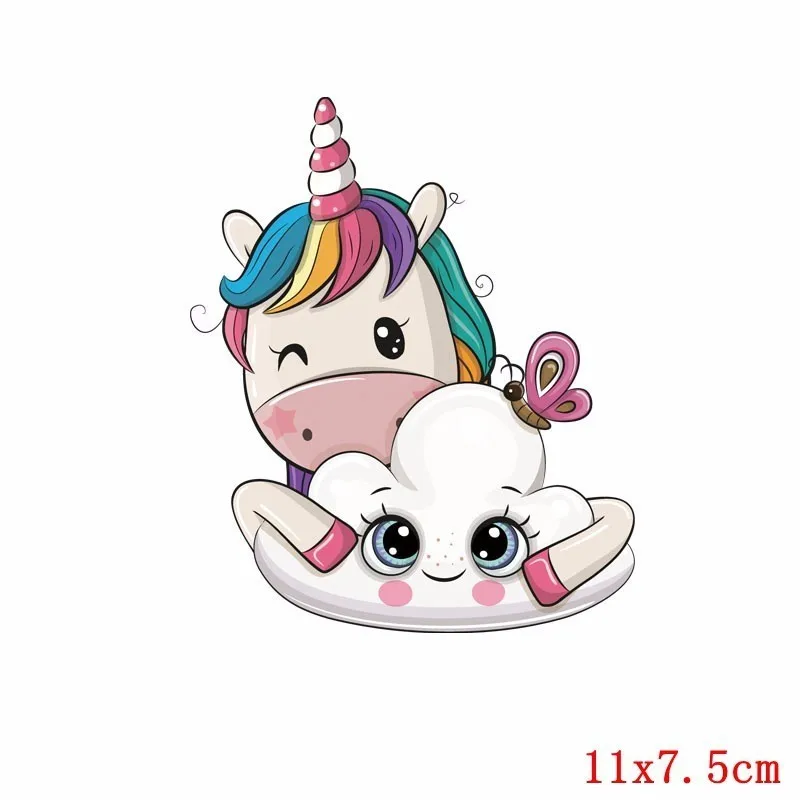 Pulaqi Kawaii нашивка единорога с железными нашивками принт на футболке платья теплопередача аппликация моющаяся дети милые наклейки декор H