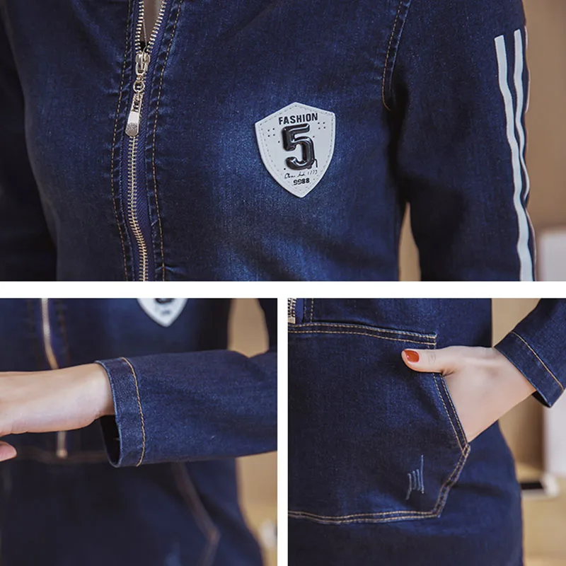 Женское платье с длинным рукавом повседневное облегающее из джинсовой ткани