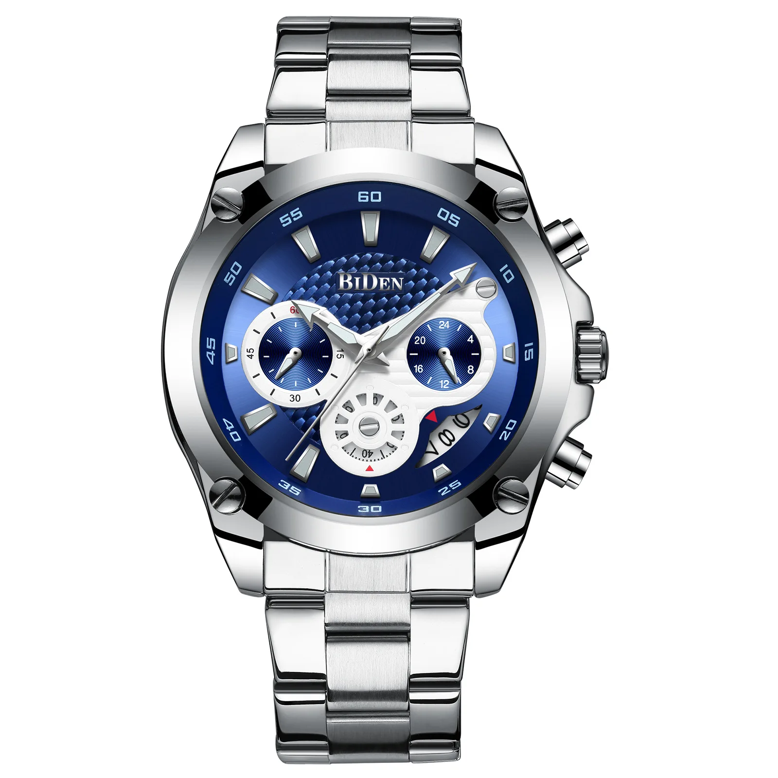 Мужские деловые часы из нержавеющей стали BIDEN Брендовые мужские кварцевые