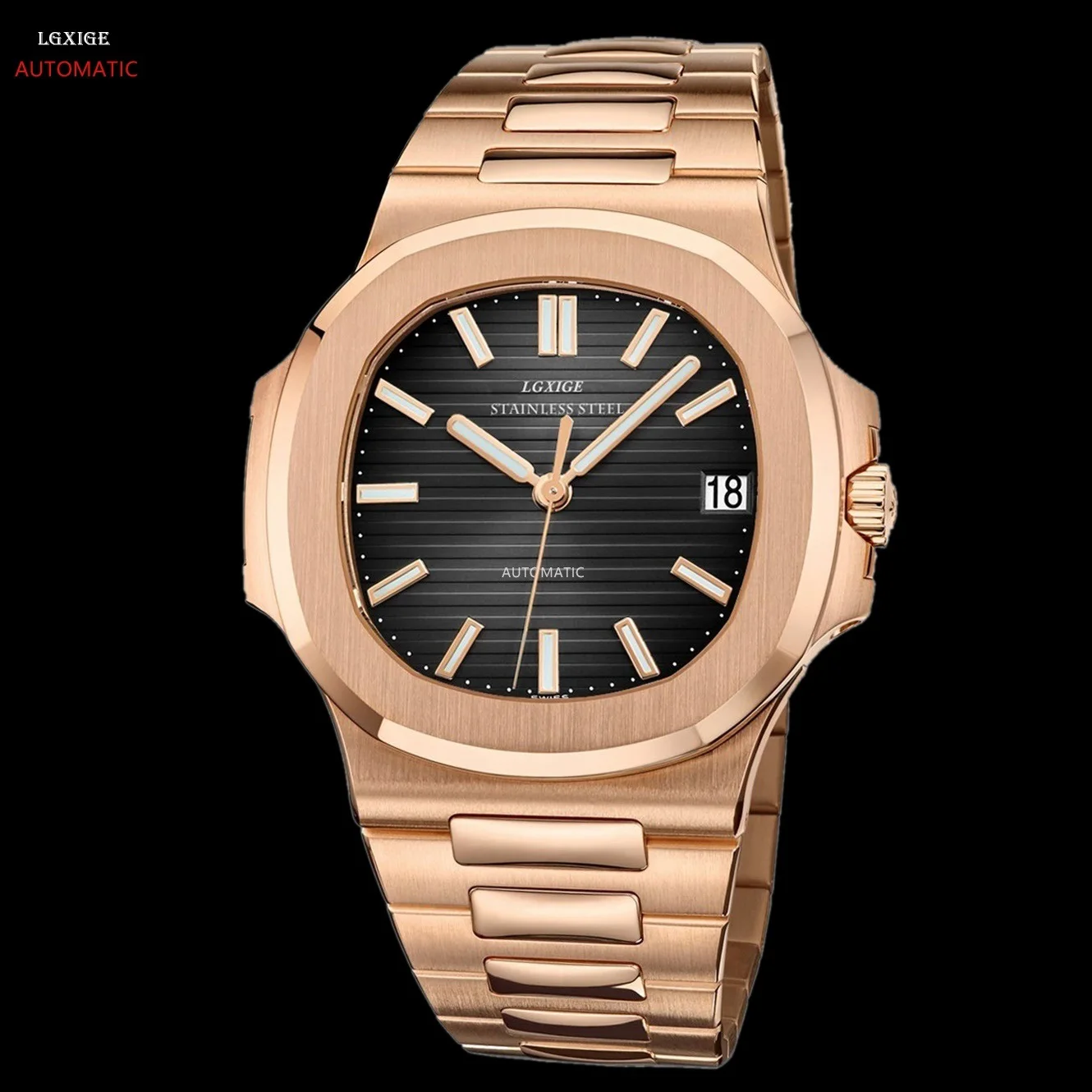 LGXIGE новые AAA автоматические механические водонепроницаемые часы Patek ремешок из нержавеющей стали топ роскошная атмосфера полный дисплей мужской стиль