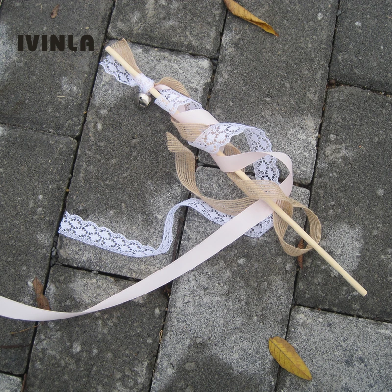 50 шт./лот розовые джутовые палочки с белым кружевом для свадебного