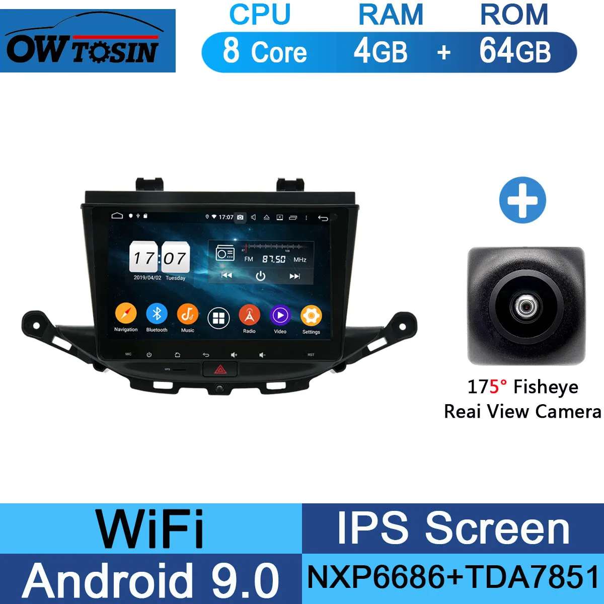 64G Fisheye Camera Ips " Android 9,0 8 Core 4G+ 64G автомобильный DVD плеер gps навигация для Opel ASTRA K Мультимедиа стерео DSP CarPlay Parrot BT - Цвет: 64G Fisheye Camera