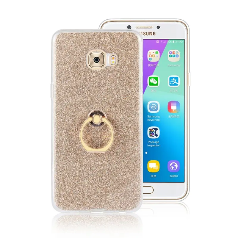 Кольцом-держателем для Samsung Galaxy E5 E7 C5 C7 C9 Pro задняя крышка роскошный блестящий