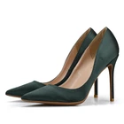 Женские туфли-лодочки женская обувь на тонком каблуке женские Вечерние шелковые туфли с острым носком на высоком каблуке обувь без шнуровки черного размера плюс H0019