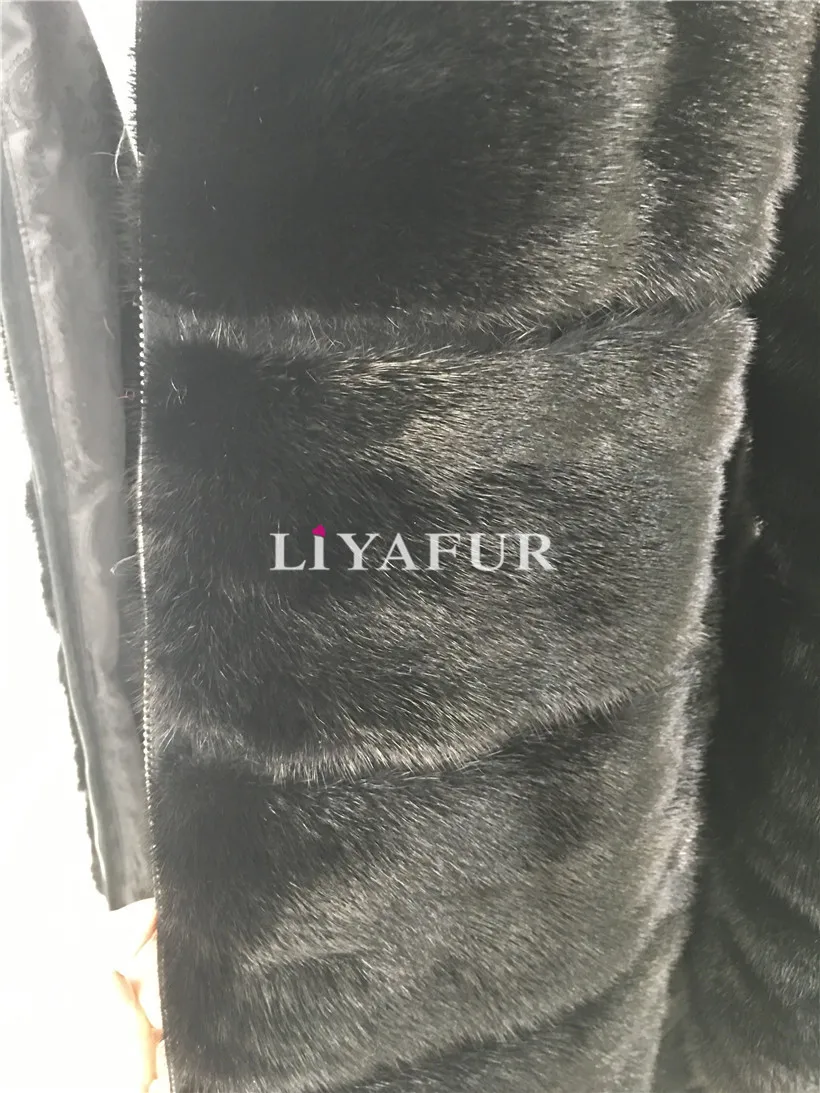 LIYAFUR натуральная широкая полоса норки Мех пальто для Для женщин натурального русский Мех Зимние теплые пальто Роскошные Индивидуальные Размеры