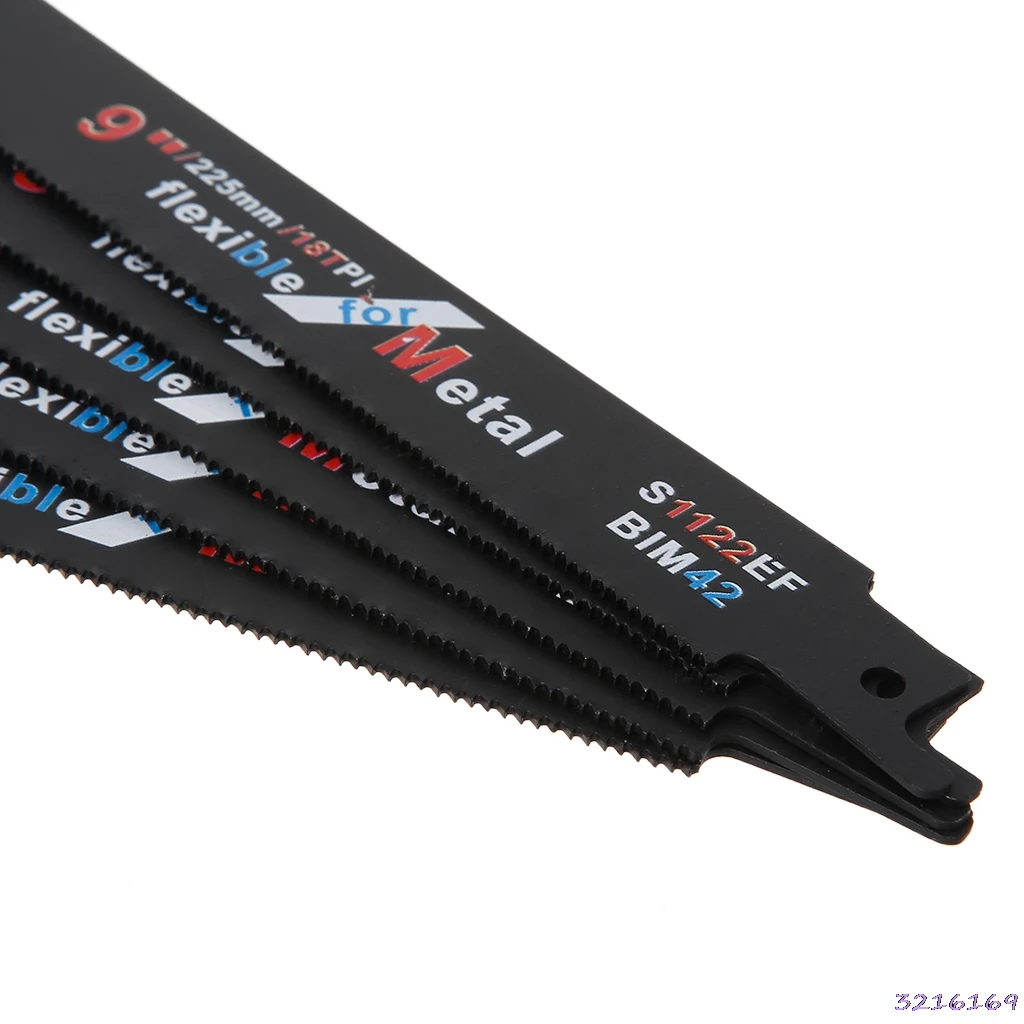 

5Pcs 225mm 9'' Blades Reciprocating Saw Sharp S1122EF BIM 18TPI For Cutting Metal Wood