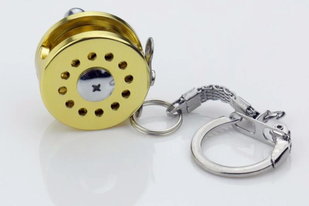 Wholesale 10pcs/lot Fishing Reel Key Chain Sports Father Day's Gifts Trolling Metal Keychain Ring Outdoor | Украшения и