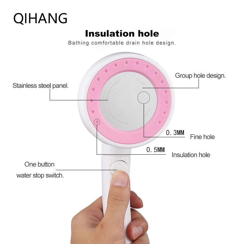 Handheld Shower Single Head Water Saving Rainfall Filter High Pressure ABS Bathroom Accessories | Обустройство дома