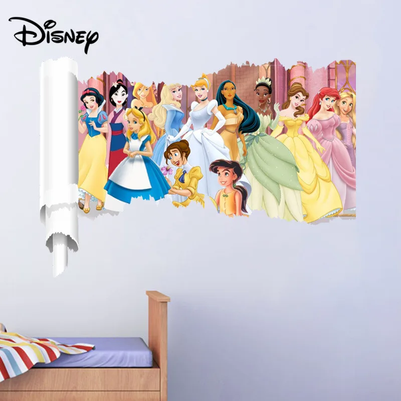 Disney new princess 3D stereo scroll stickers living room TV background porch decorative stickers