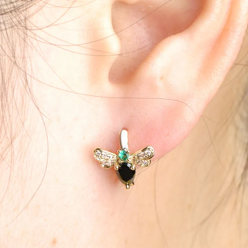 Blucome милые красные стразы гвоздики пчелка серьги для женщин и девочек подарочные