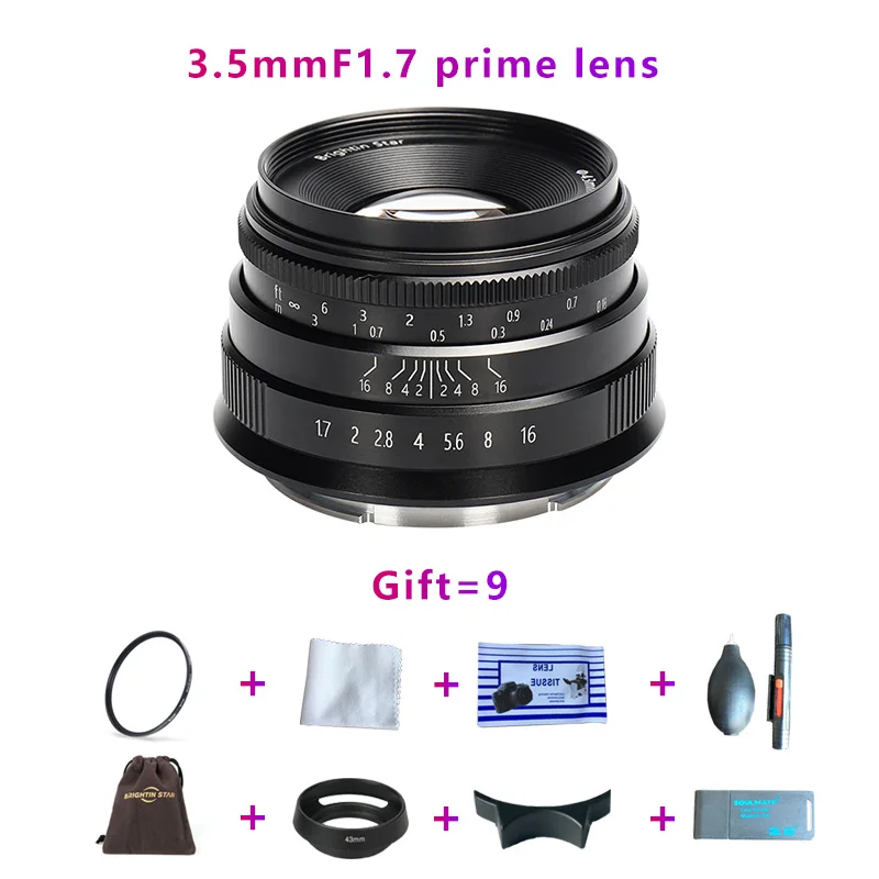 Brightin star 35mmF1. 7 объектив с большой диафрагмой для E mount Canon EOS M FX M4/3 A7 A7II A7R A7RII A7S A7SII M6 M5