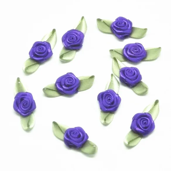

Hot Sale Purple Costume Lingerie Decorative Accessory Ribbon Rose with Leaf