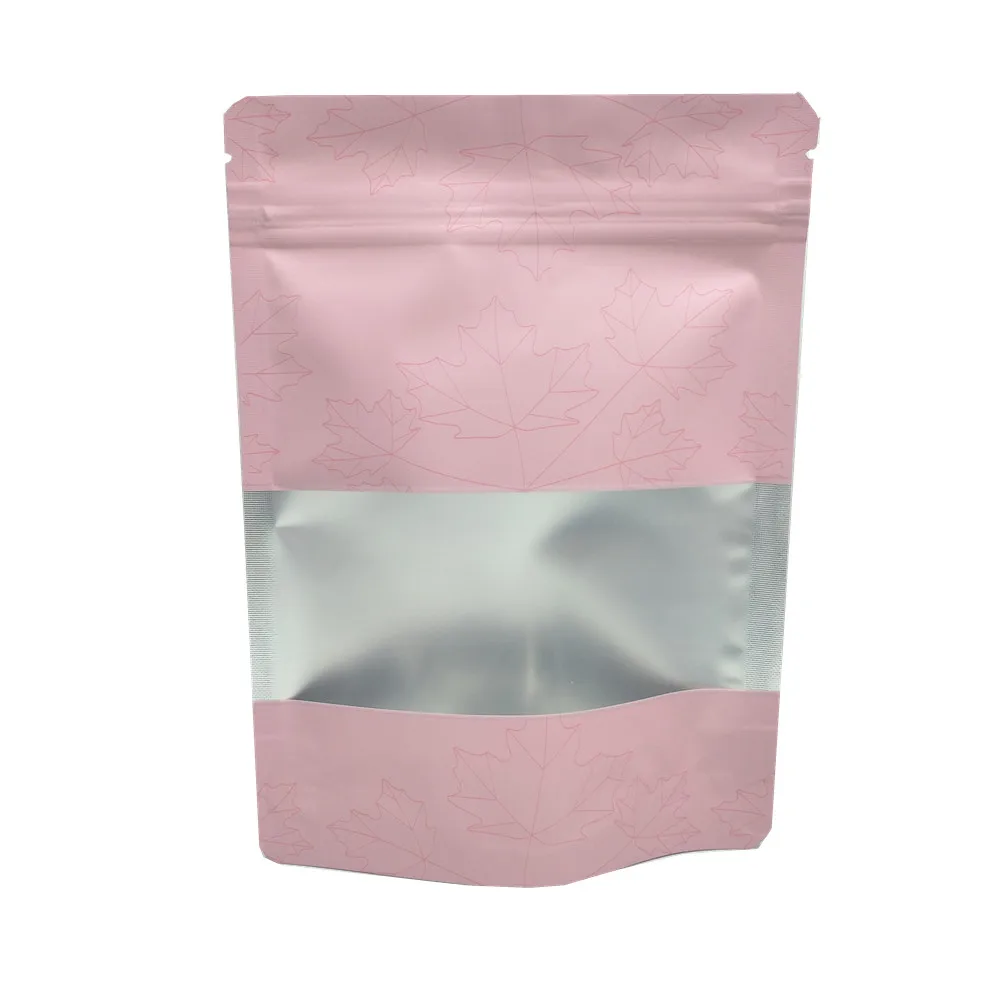 500Pcs/lot Colorful Maple Leaf Drawing Stand Up Window Aluminum Foil Ziplock Packing Bag Mylar Plastic Dry Flower Zipper Pouches | Дом и сад