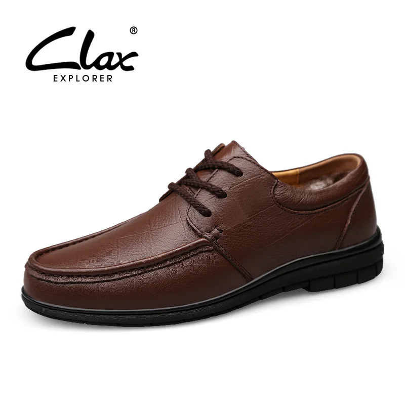 CLAX Men derbi shoes fur warm 2019 winter dress shoe male leather footwear genuine autumn formal wedding soft | Обувь