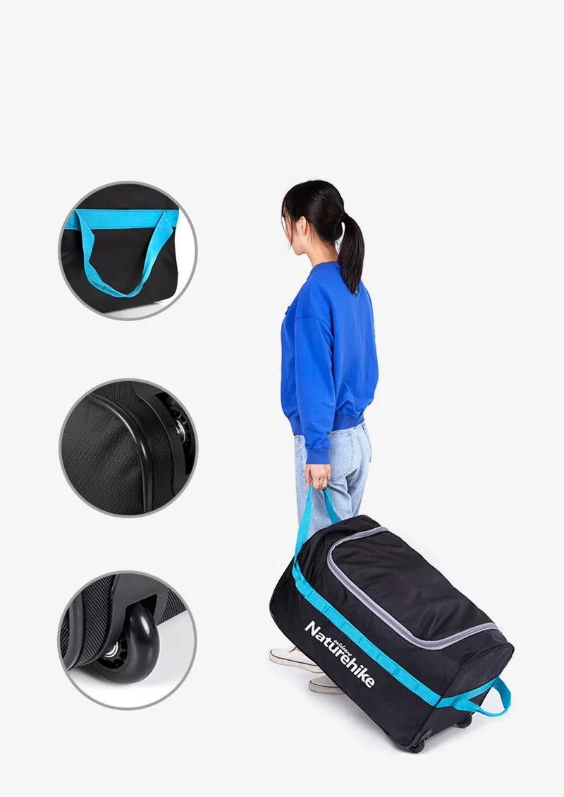 Naturehike чемодан 110L на колесиках, складная сумка для хранения, для путешествий, палатки, кемпинга, оборудование, большая Портативная сумка для мусора