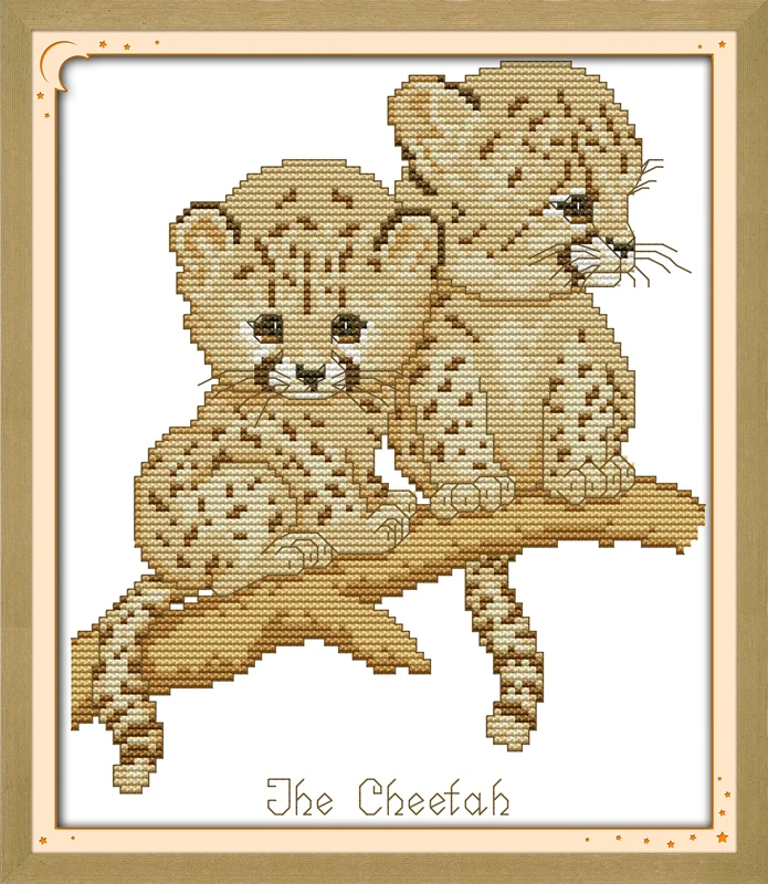 

Lion tiger bear cross stitch kit cute animal baby lovers 14ct count canvas x stitching embroidery DIY handmade needlework plus