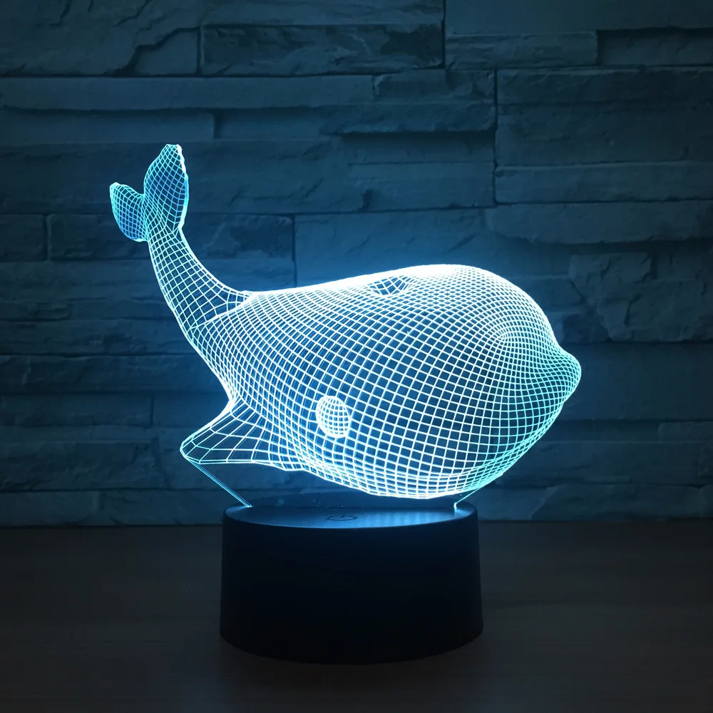 Новинка 2018 7 цветов милый светильник в виде животного лампа с 3D датчиком Кита