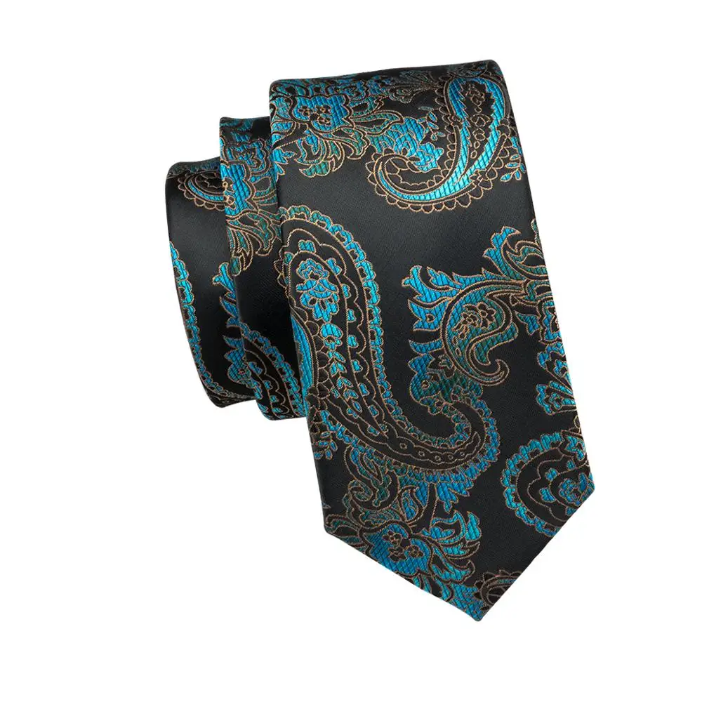 

LS-1692 Barry.Wang 2017 Men`s Tie Set Silk Gravata Blue Floral Necktie Hanky Cufflinks For Wedding Business Party Free Shipping