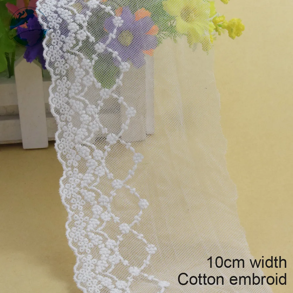 

10yard 10cm white cotton embroided lace ribbon guipure trim DIY wedding Accessories dolls lace african french lace applique#3890