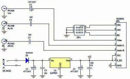 600M 2 4G Беспроводной изображения видео передатчик AV стерео модуль + 8CH av-ресивер для