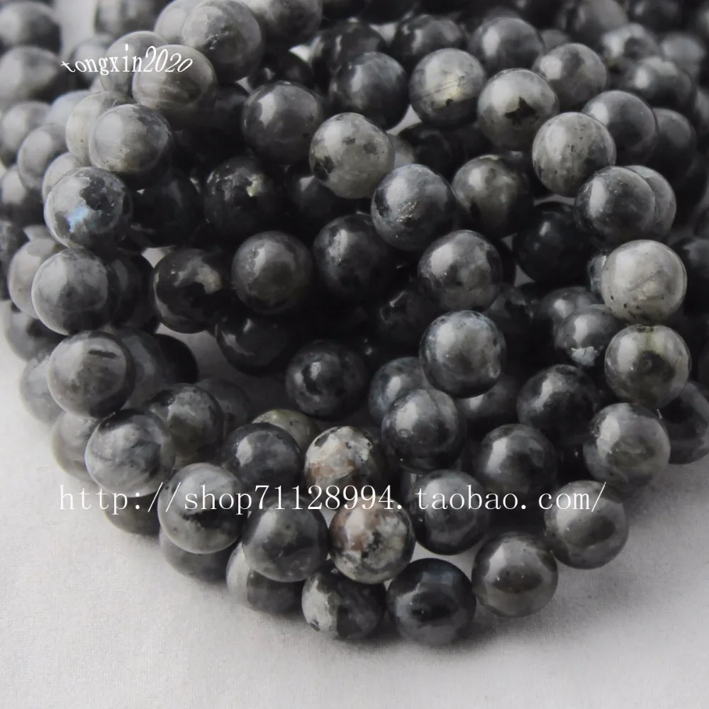 Бусины из черного Лабрадорита круглые нитки 8 мм полная нить около 46 бусины с
