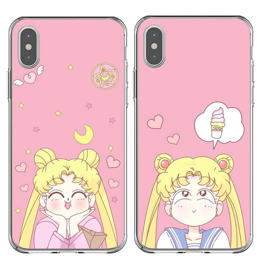 Милый мультяшный сексуальный Сейлор Мун мягкий чехол для телефона iphone X XS Max XR TPU