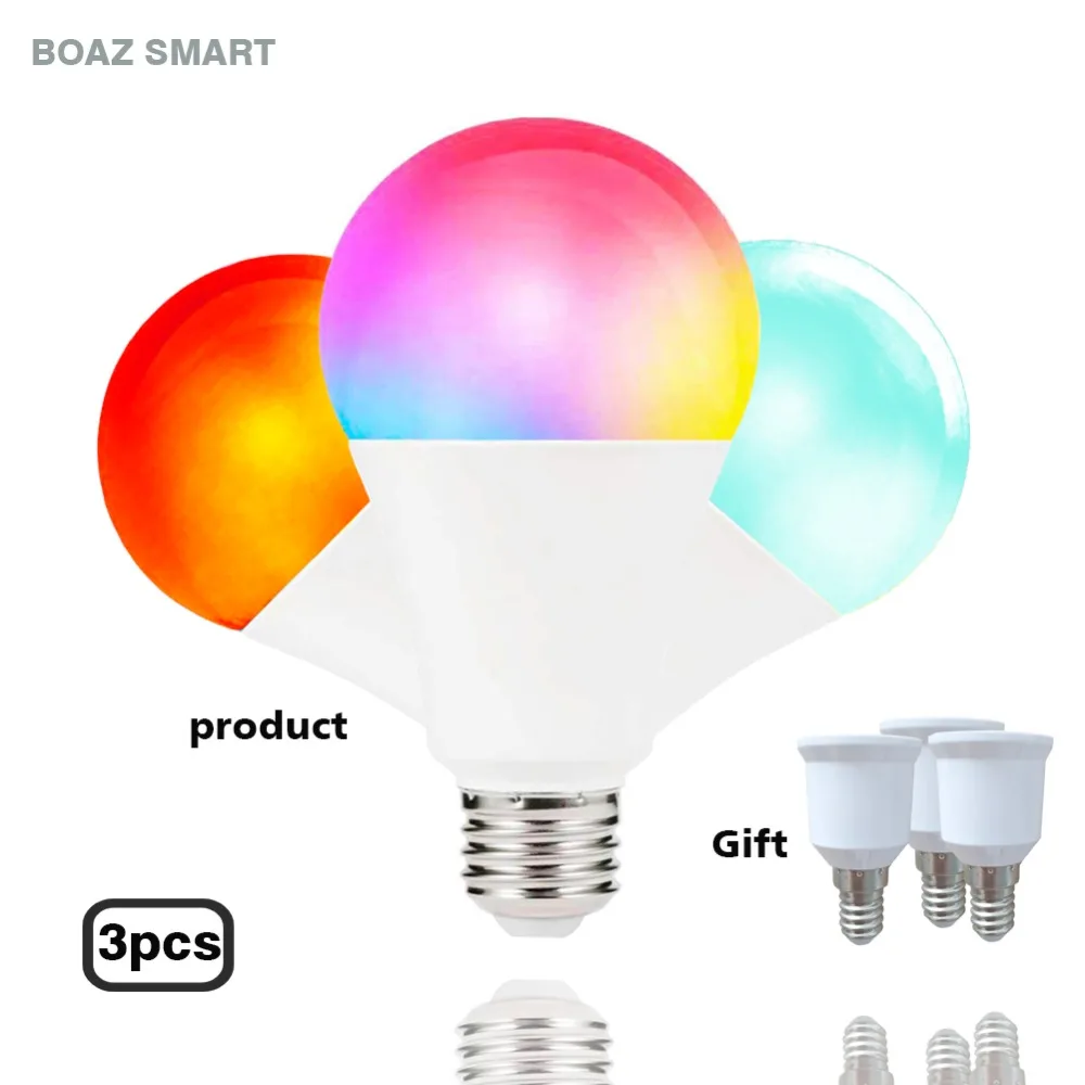 Boaz-EC Smart Light Bulb LED wifi lamp Compatible with Alexa Siri Google Home Color Changing Dimmable E27 light buib(7W)3Pack | Освещение